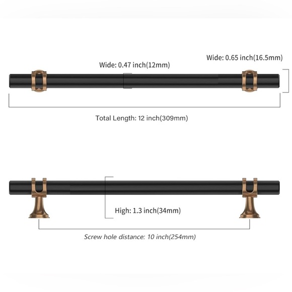 Asidrama 8 Champagne Bronze Matte Black Cabinet Pulls Hardware Handles Drawer - Picture 4 of 8